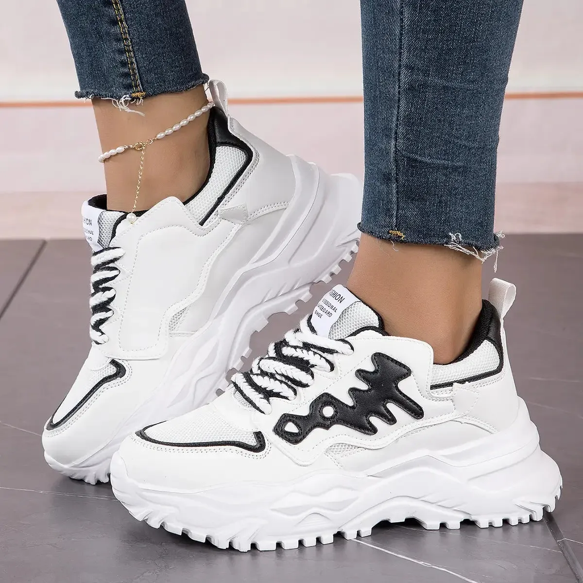 Women Breathable Sneakers Running Shoes Fitness Sports shoes Casual Shoes Sportwear Walking shoesFishbone Dad Breathable
