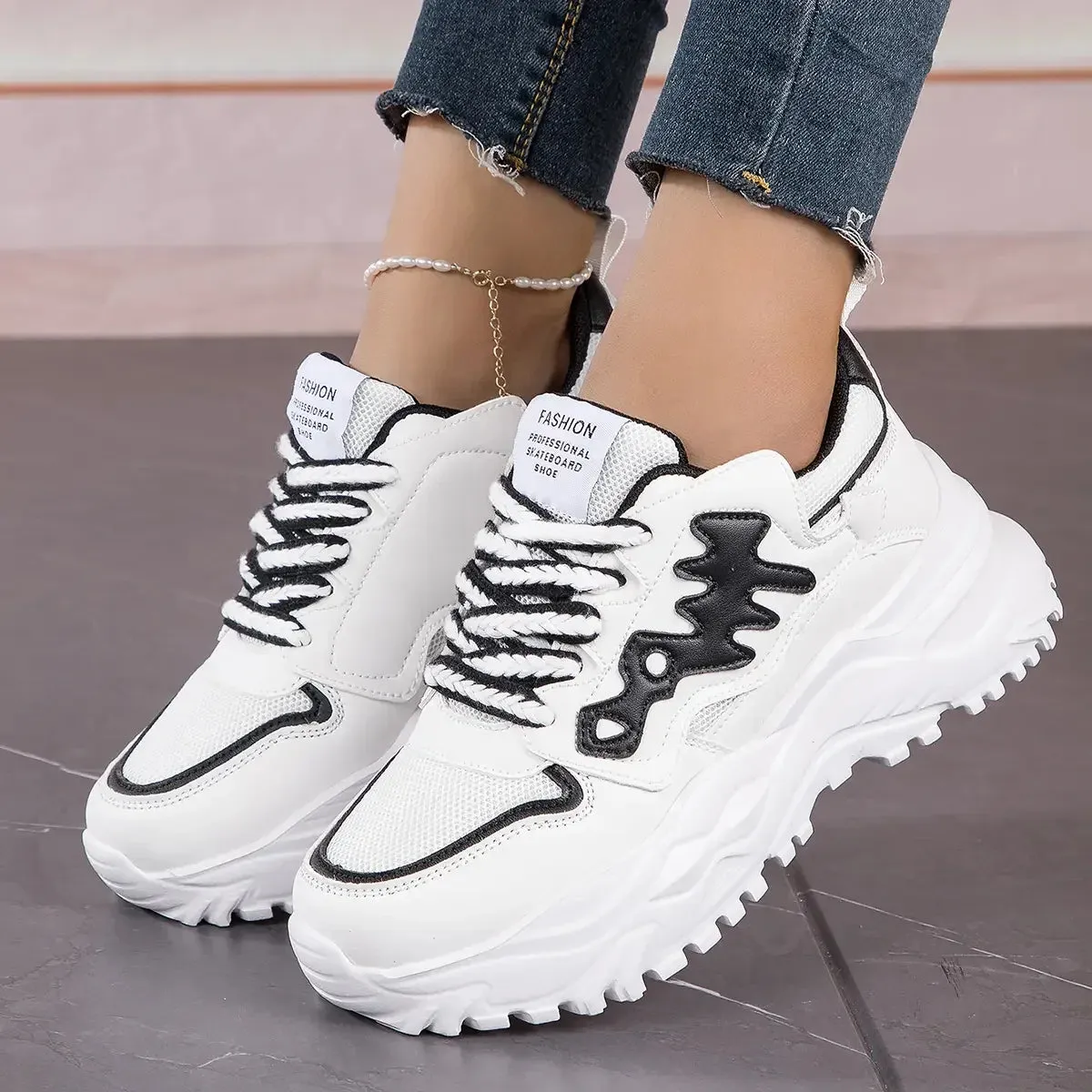 Women Breathable Sneakers Running Shoes Fitness Sports shoes Casual Shoes Sportwear Walking shoesFishbone Dad Breathable