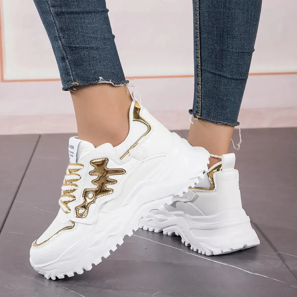 Women Breathable Sneakers Running Shoes Fitness Sports shoes Casual Shoes Sportwear Walking shoesFishbone Dad Breathable