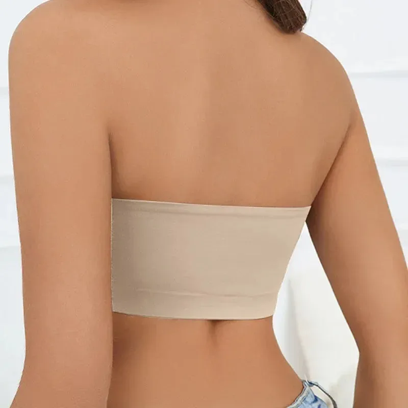 Women Tube Strapless Bra Chest Wrap Bandeau Unlined Seamless Breathable Comfortable Underwear Tops