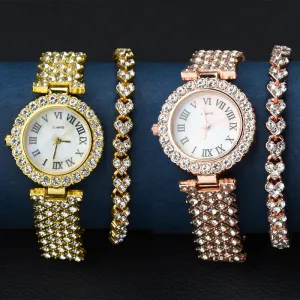 Women's Watch Bracelet Set Luxury Crystal Quartz Bracelet Watches Ladies Brand Diamonds Dial Steel Wristwatch Trendy Watch Clock