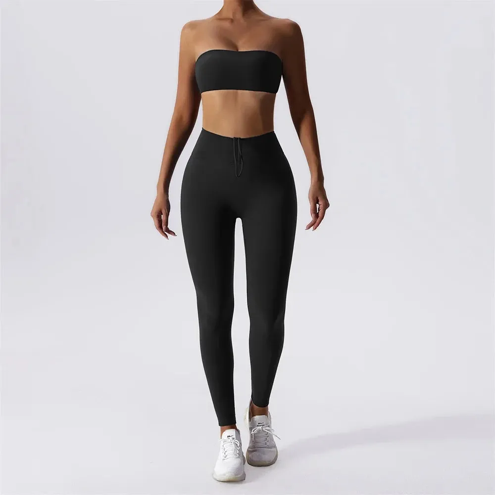 Yoga Set 2 Piece High Waist Leggings Sports Bra Women's Tracksuit Gym Workout Push Up Running Clothes Sportswear Fitness Suit