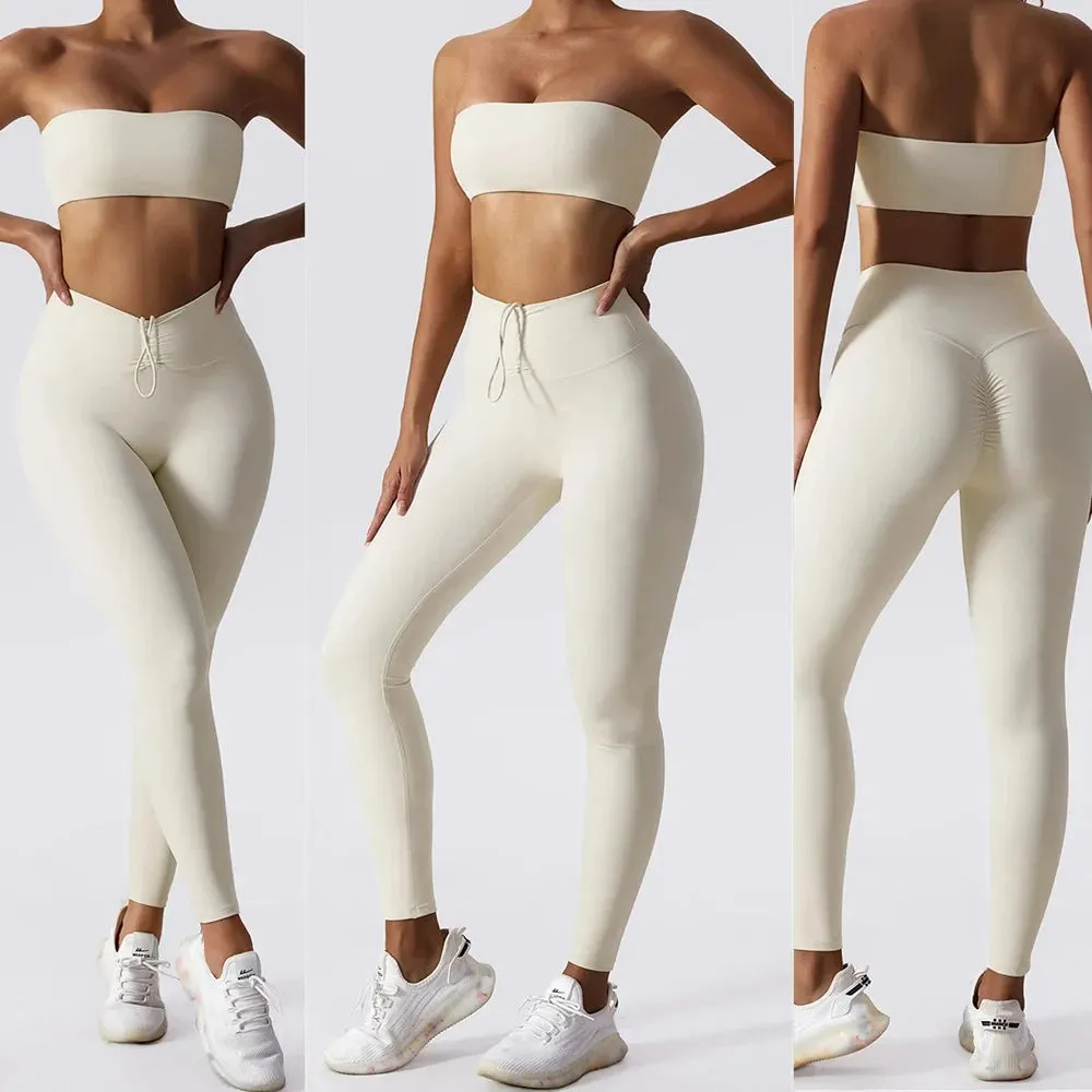 Yoga Set 2 Piece High Waist Leggings Sports Bra Women's Tracksuit Gym Workout Push Up Running Clothes Sportswear Fitness Suit